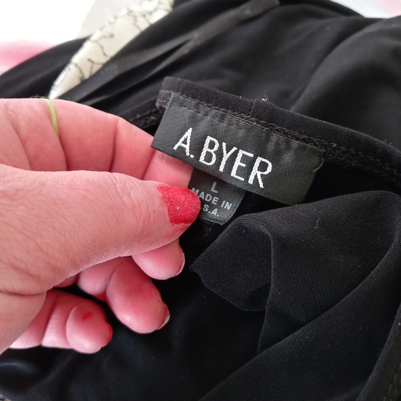 A.BYER Black & Cream Asymmetrical hem line Halter Tie Open Back  L - Picture 10 of 11